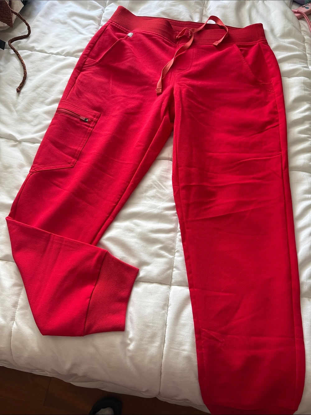 Nwot Bright Red figs Jogger Pants with Pocket Detail